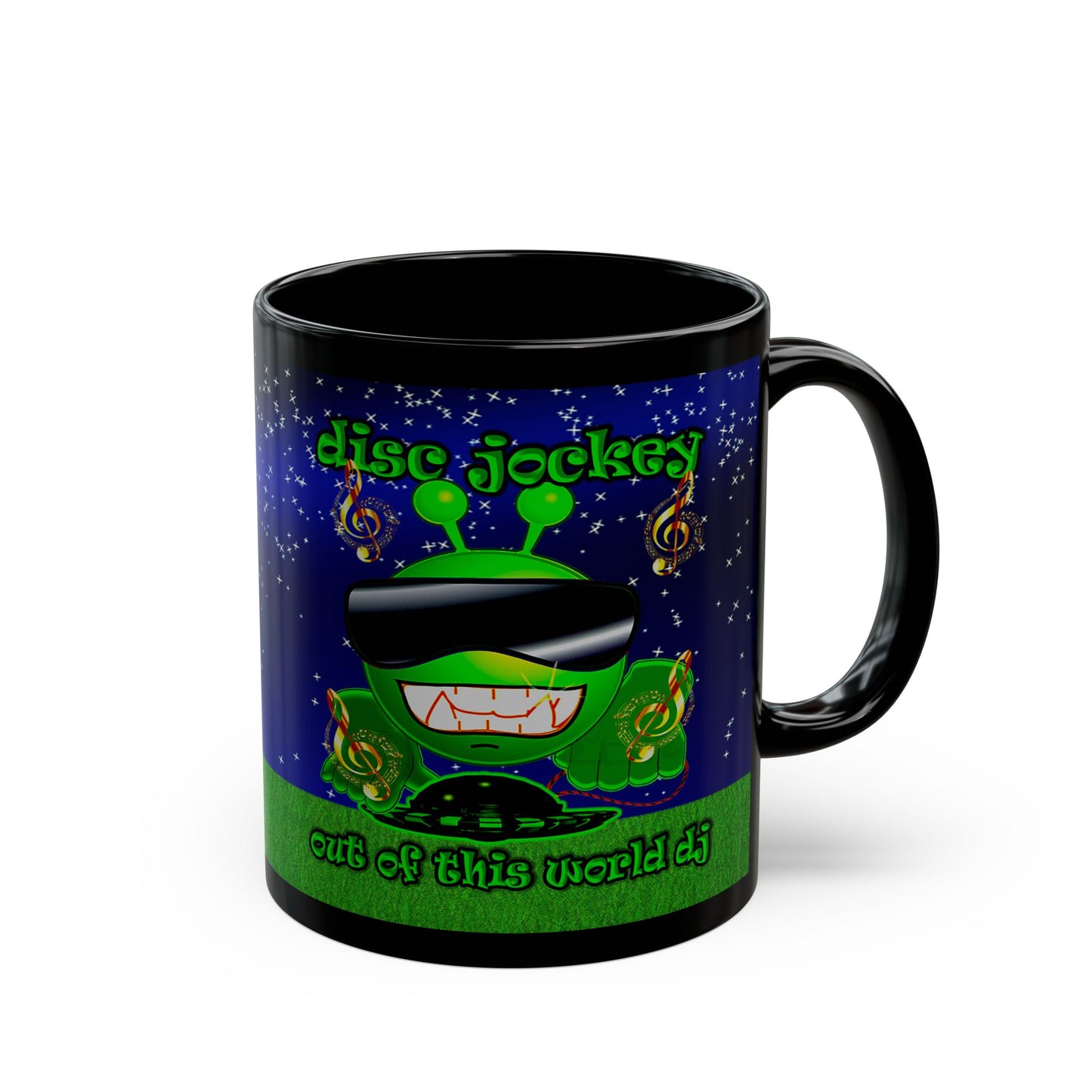 disc jockey - Black Mug ('snoops' background)