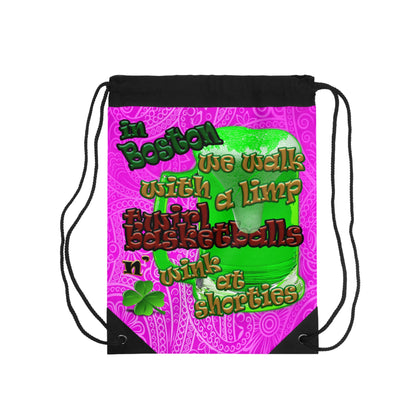 celtics logo - Drawstring Bag (pink swirl)