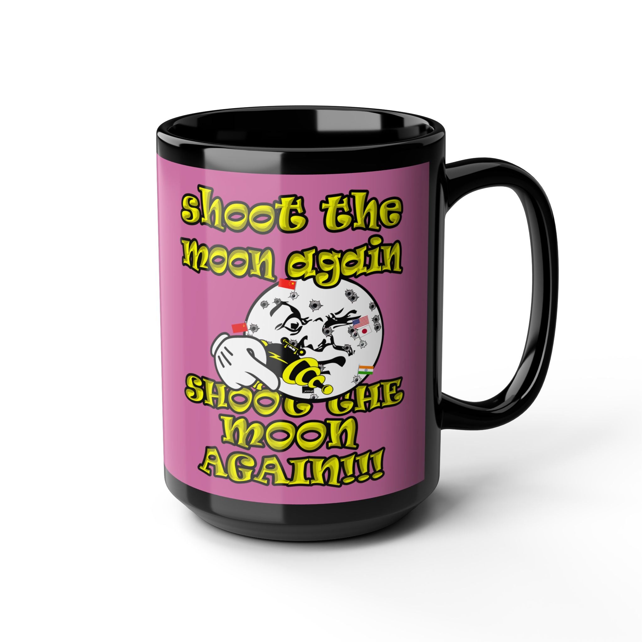 shoot the moon again - Black Mug (light pink)