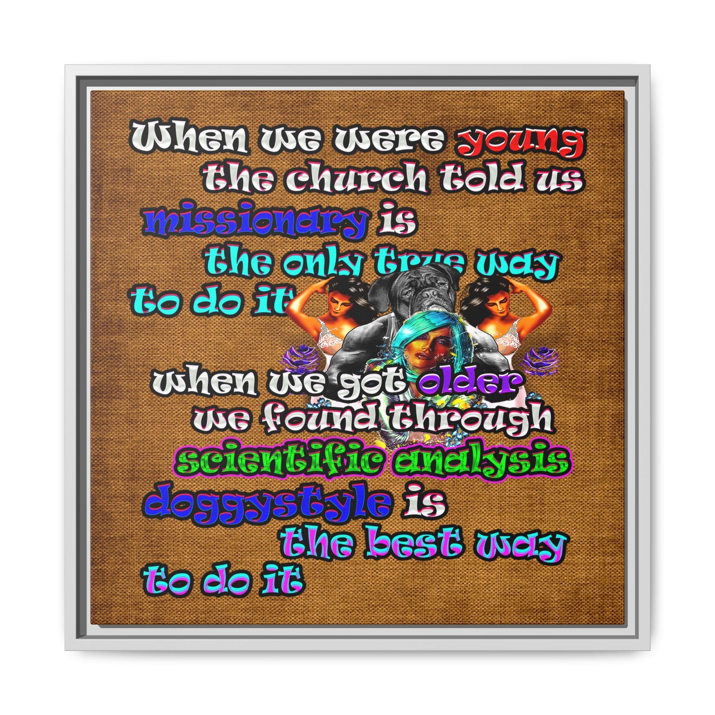 doggystyle - framed canvas art (brown papyrus)