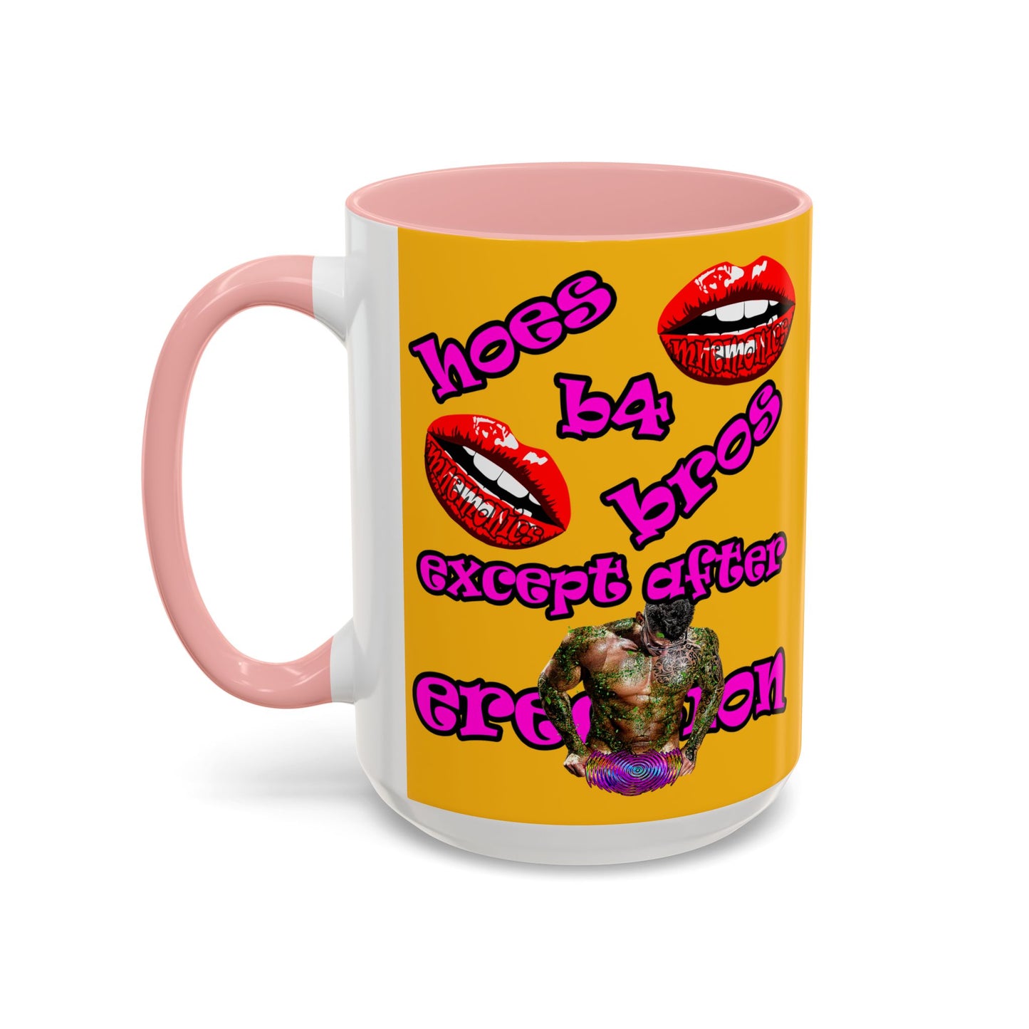 hoes b4 bros - Accent Mug (yellow)