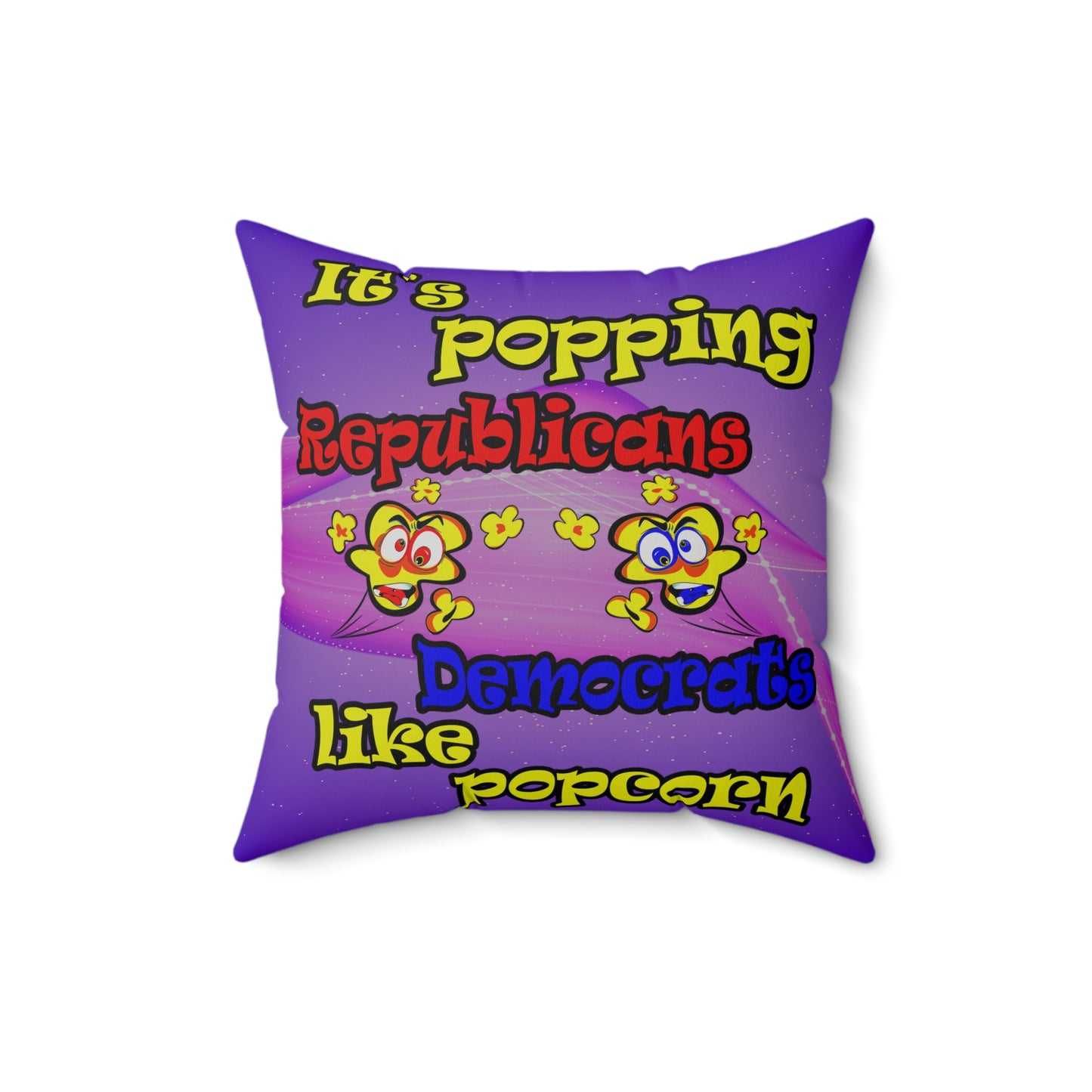 popping like popcorn - Spun Polyester Square Pillow - (purple-pink wave)
