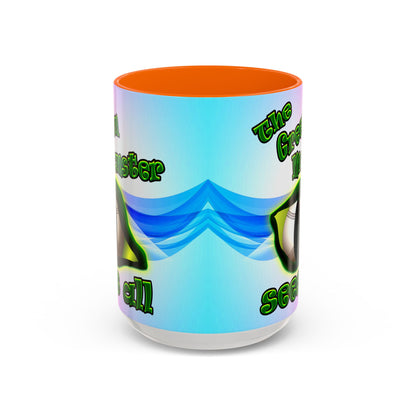 green monster - Accent Mug (light blue-pink wave)