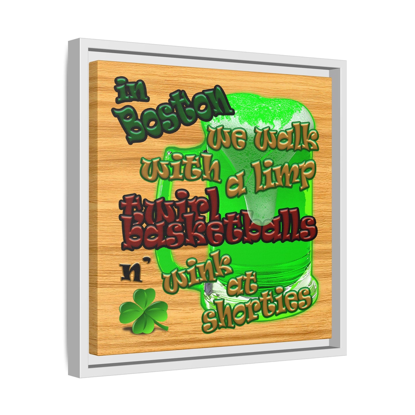 celtics logo - framed canvas art (butterscotch wood finish)