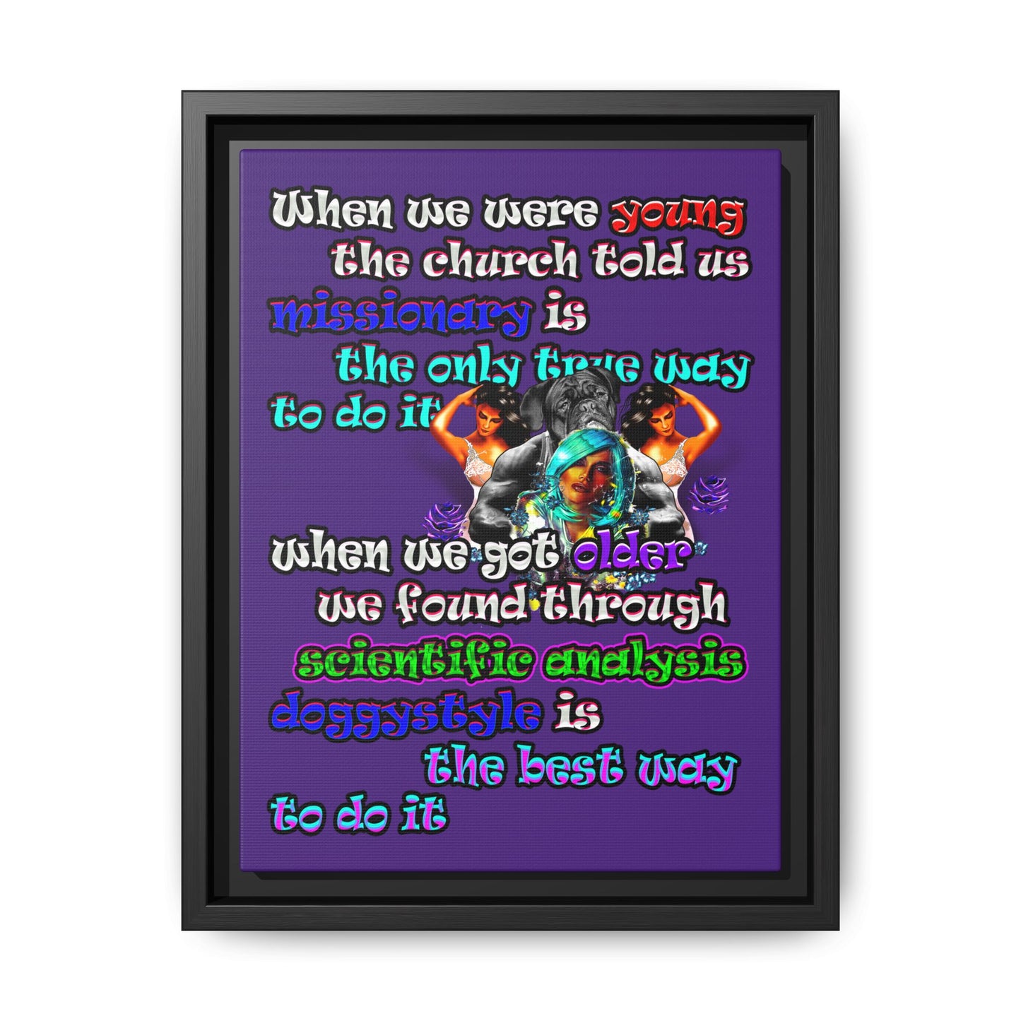 doggystyle - framed canvas art (purple)