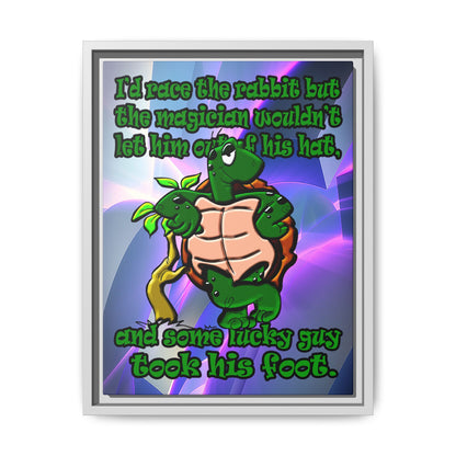 turtle race - framed canvas art (grey-pink wave)
