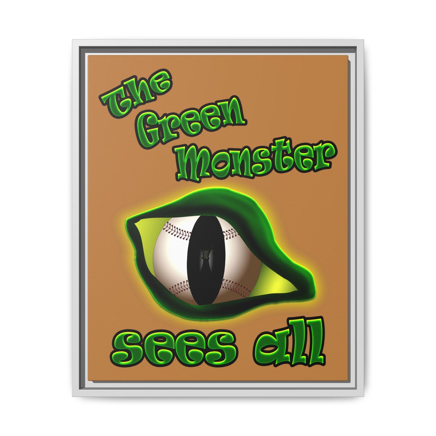 green monster - framed canvas art (light brown)
