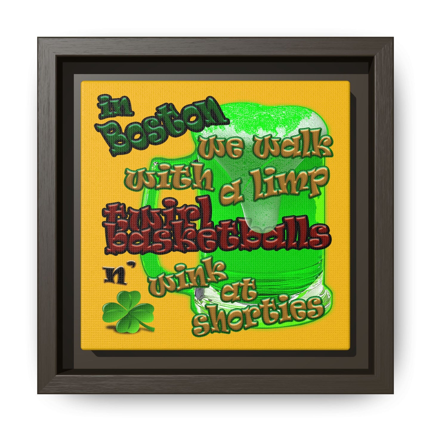 celtics logo - framed canvas art (yellow)