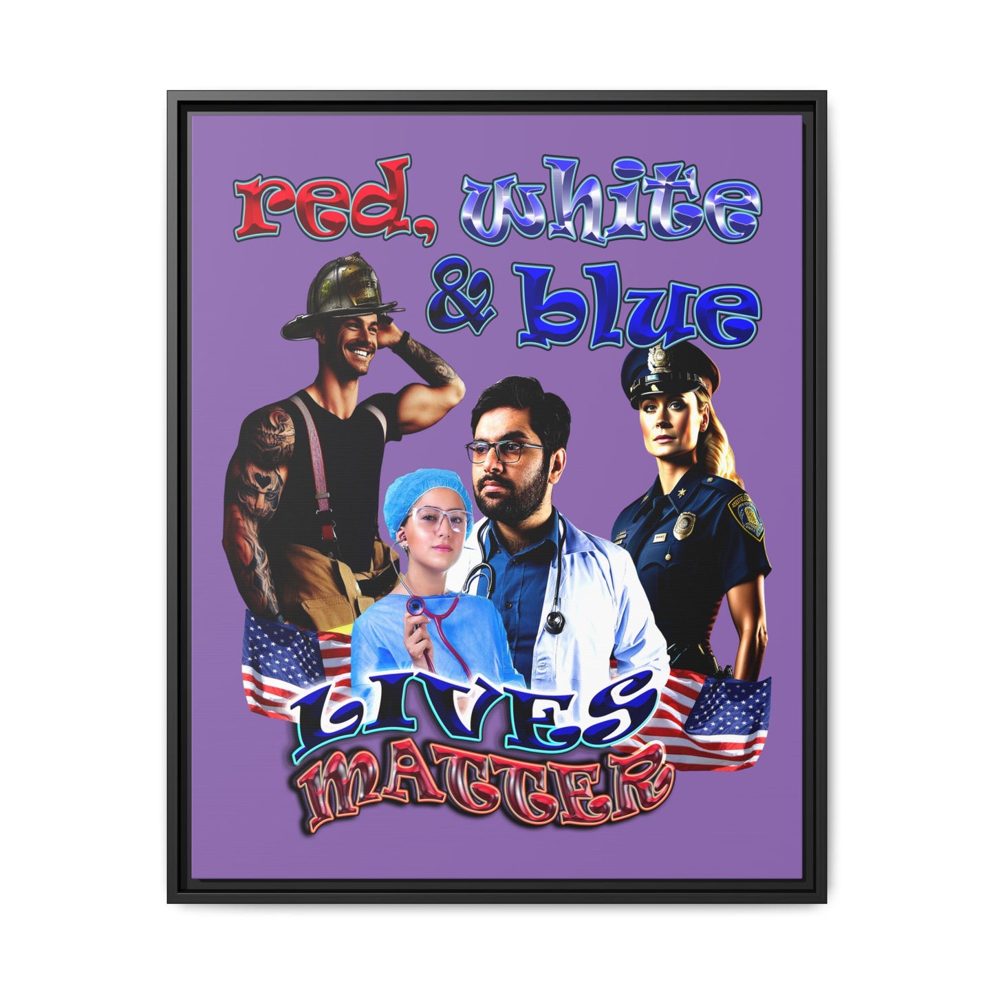 rw&b lives matter - framed canvas art (light purple)