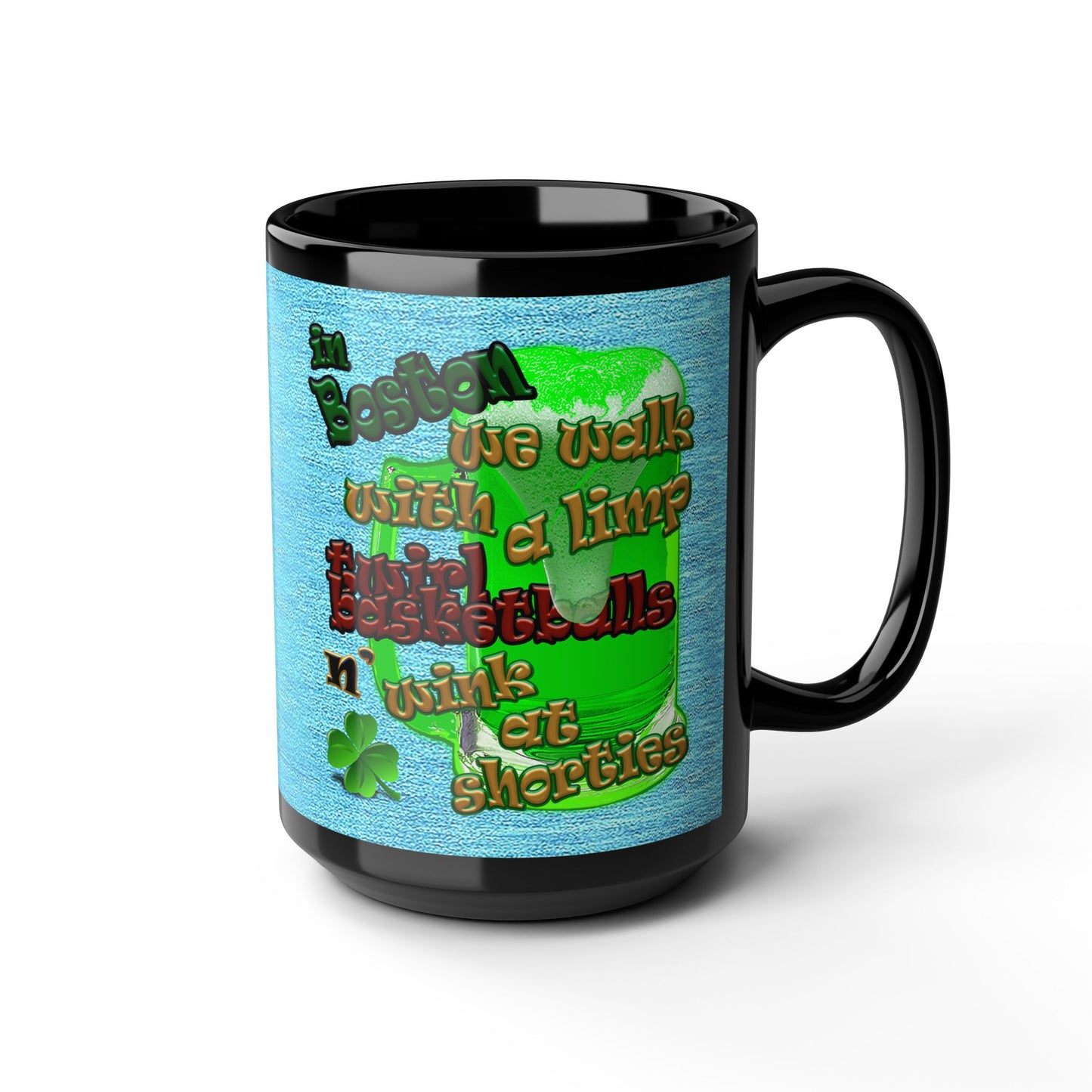 celtics logo - Black Mug (faded blue)
