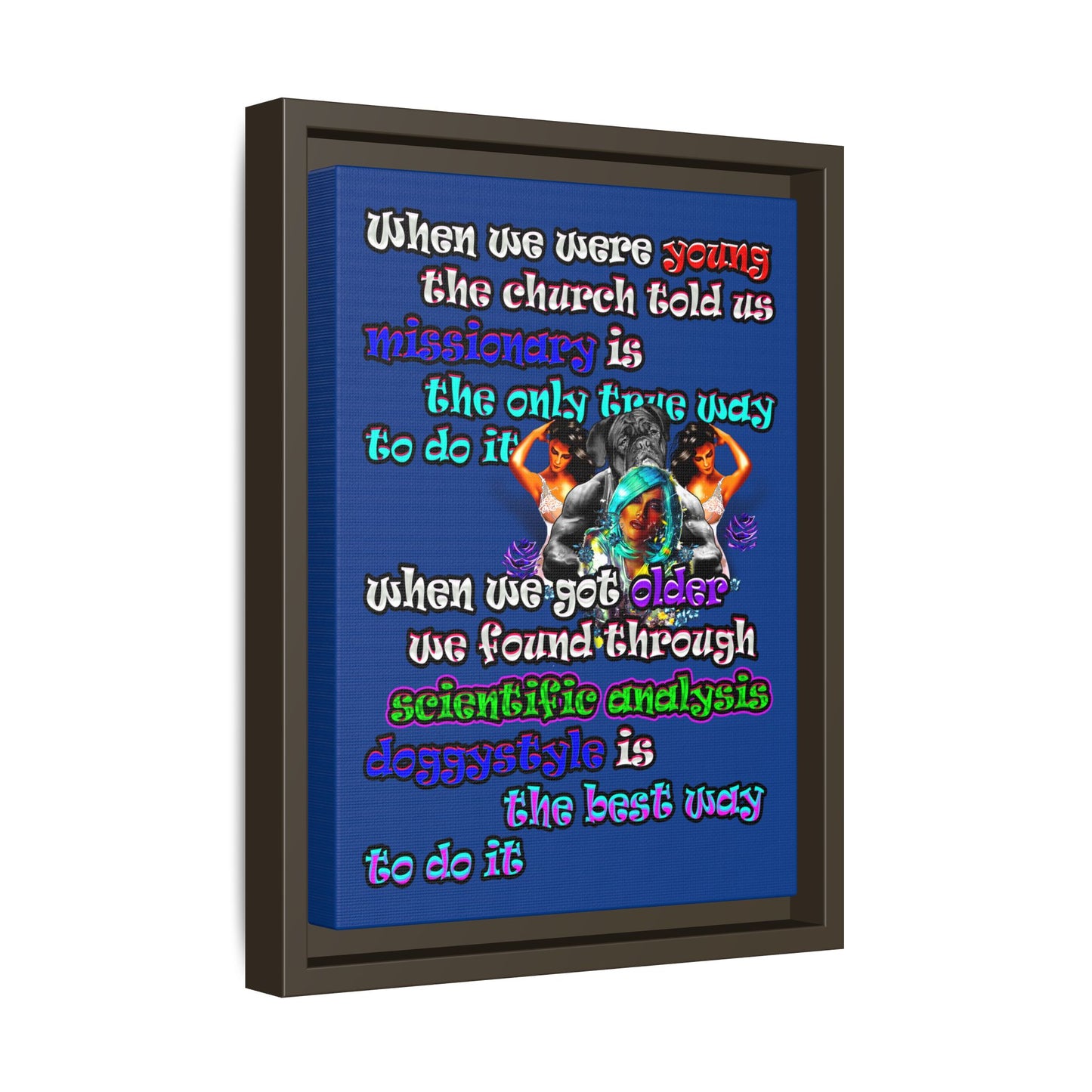 doggystyle - framed canvas art (dark blue)