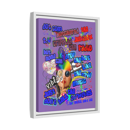 drop the beat - framed canvas art (light purple)