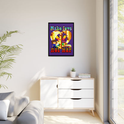 love peace - framed canvas art (purple)