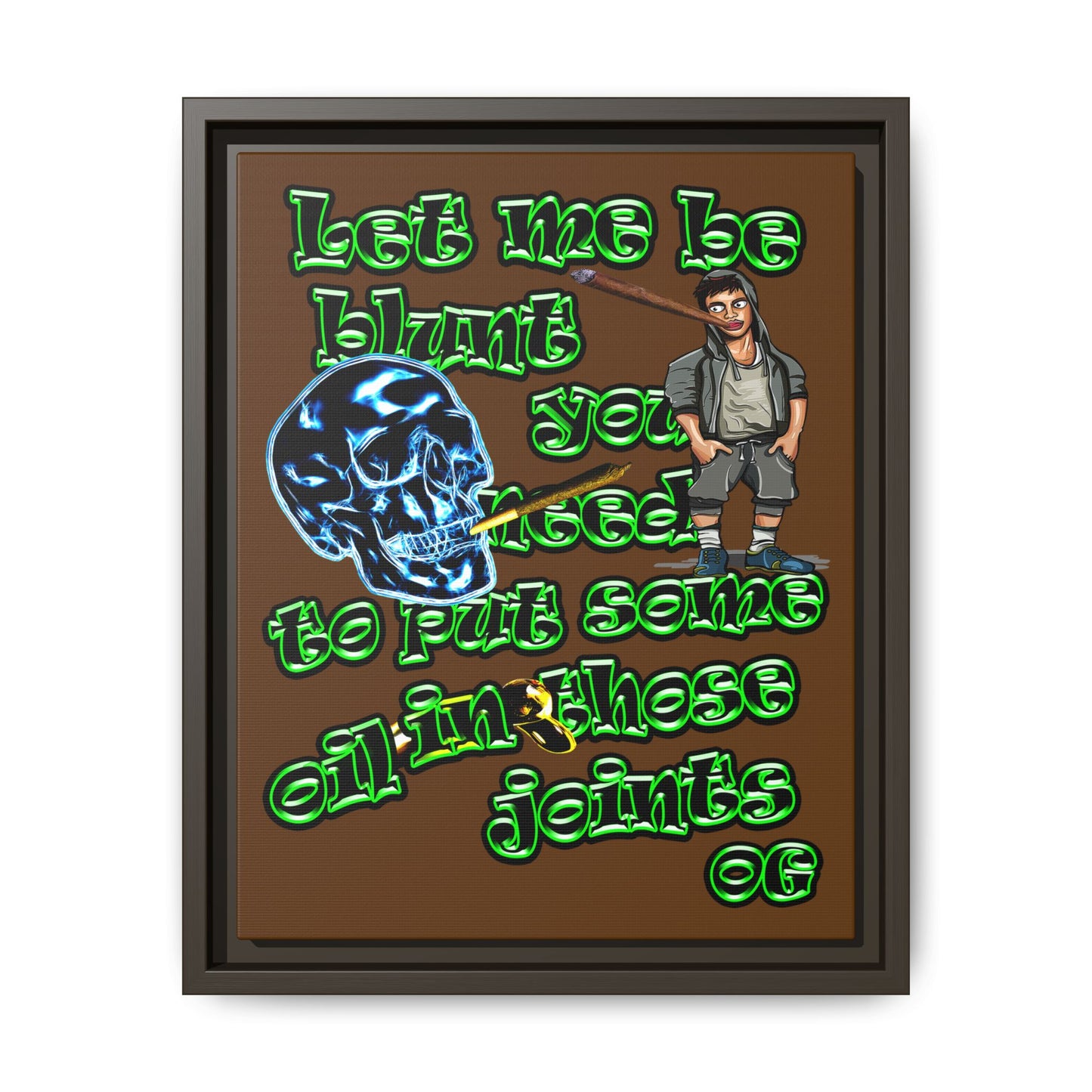 og - framed canvas art (brown)