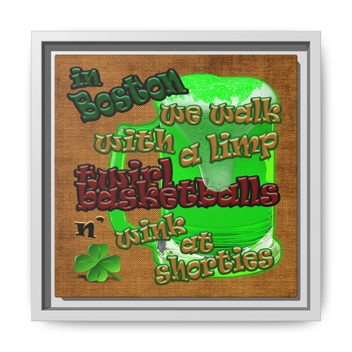 celtics logo - framed canvas art (brown papyrus)