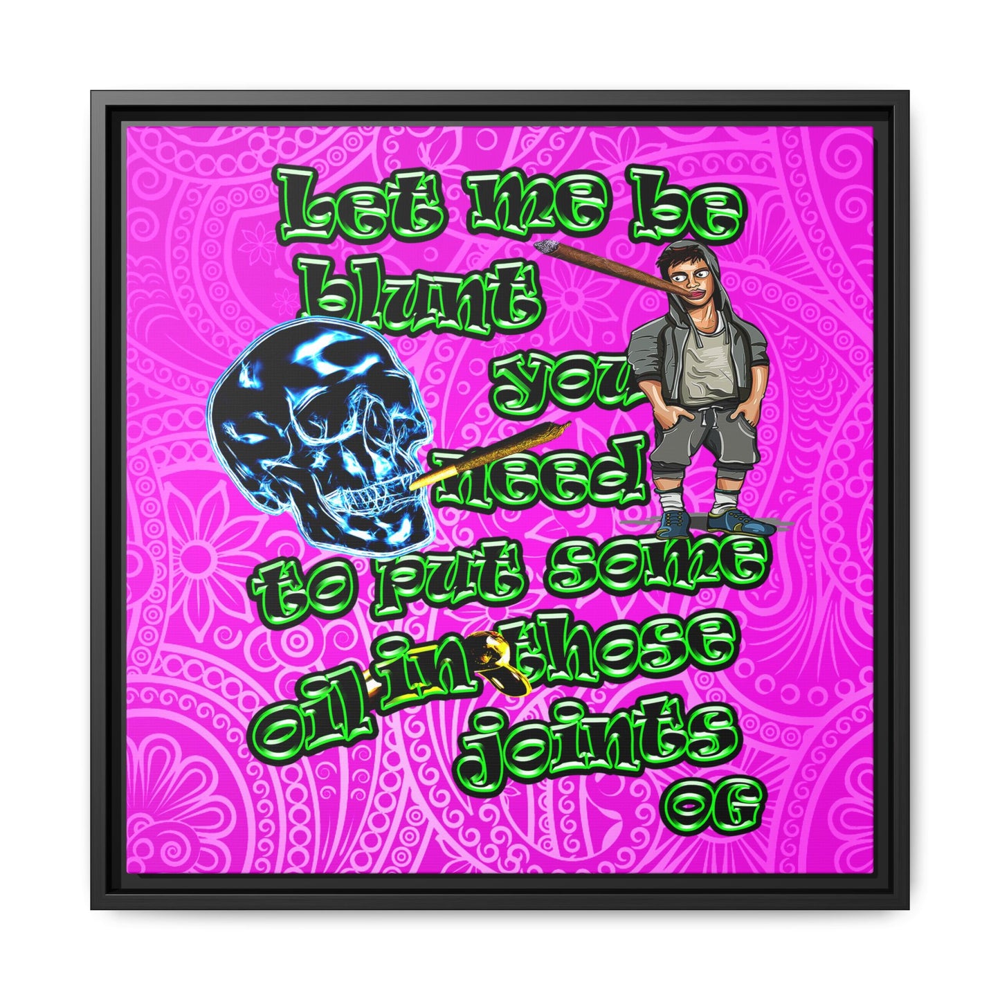og - framed canvas art (pink swirl)