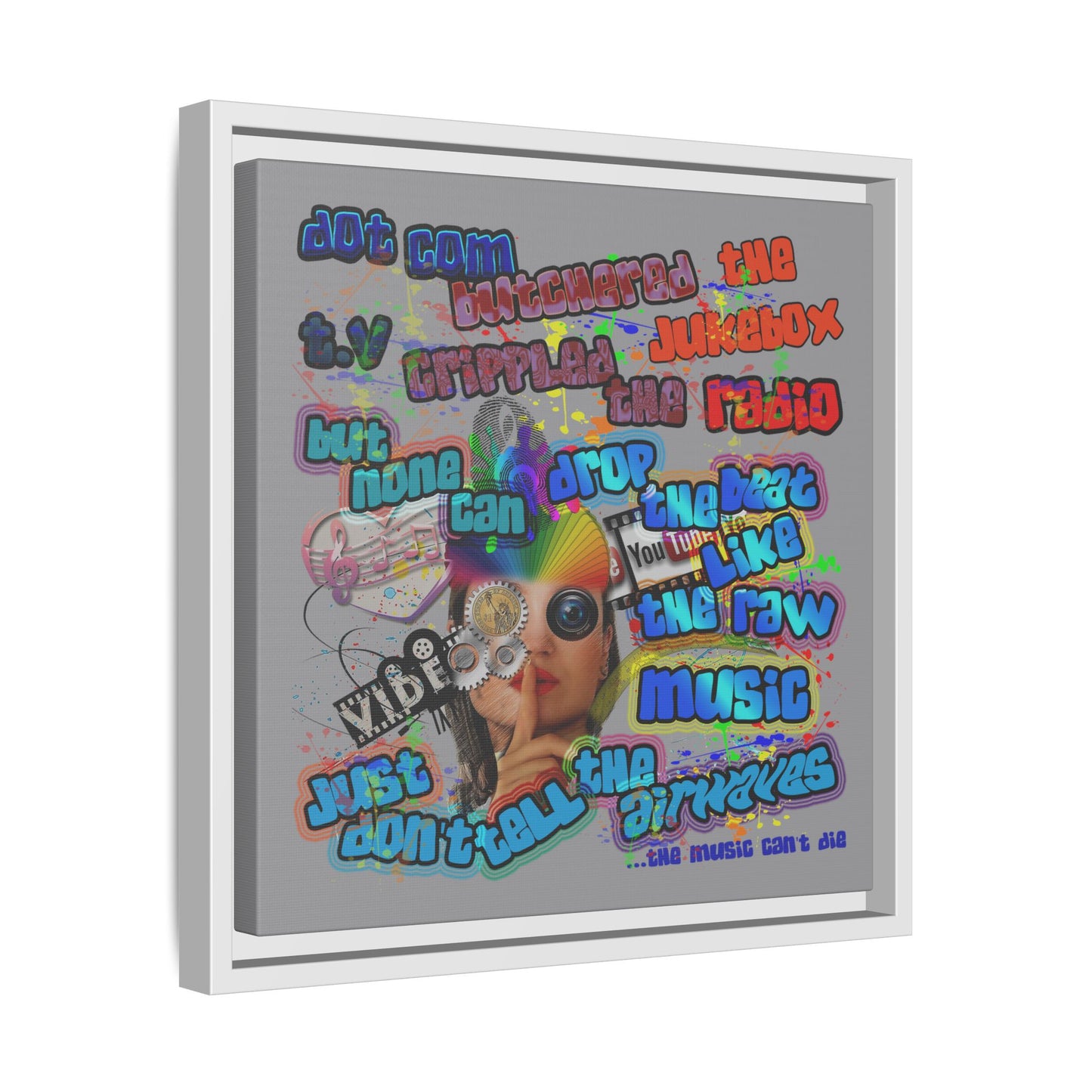 drop the beat - framed canvas art (grey)