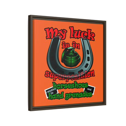 my luck - framed canvas art (orange)