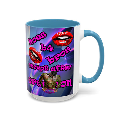 hoes b4 bros - Accent Mug (grey-pink wave)