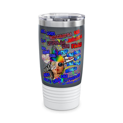 drop the beat - Ringneck Tumbler, 20oz  (grey-light grey)