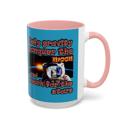 defy conquer reach - Accent Mug (turquoise)