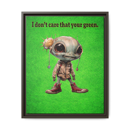 I don't care that your green - framed canvas art (green turf)