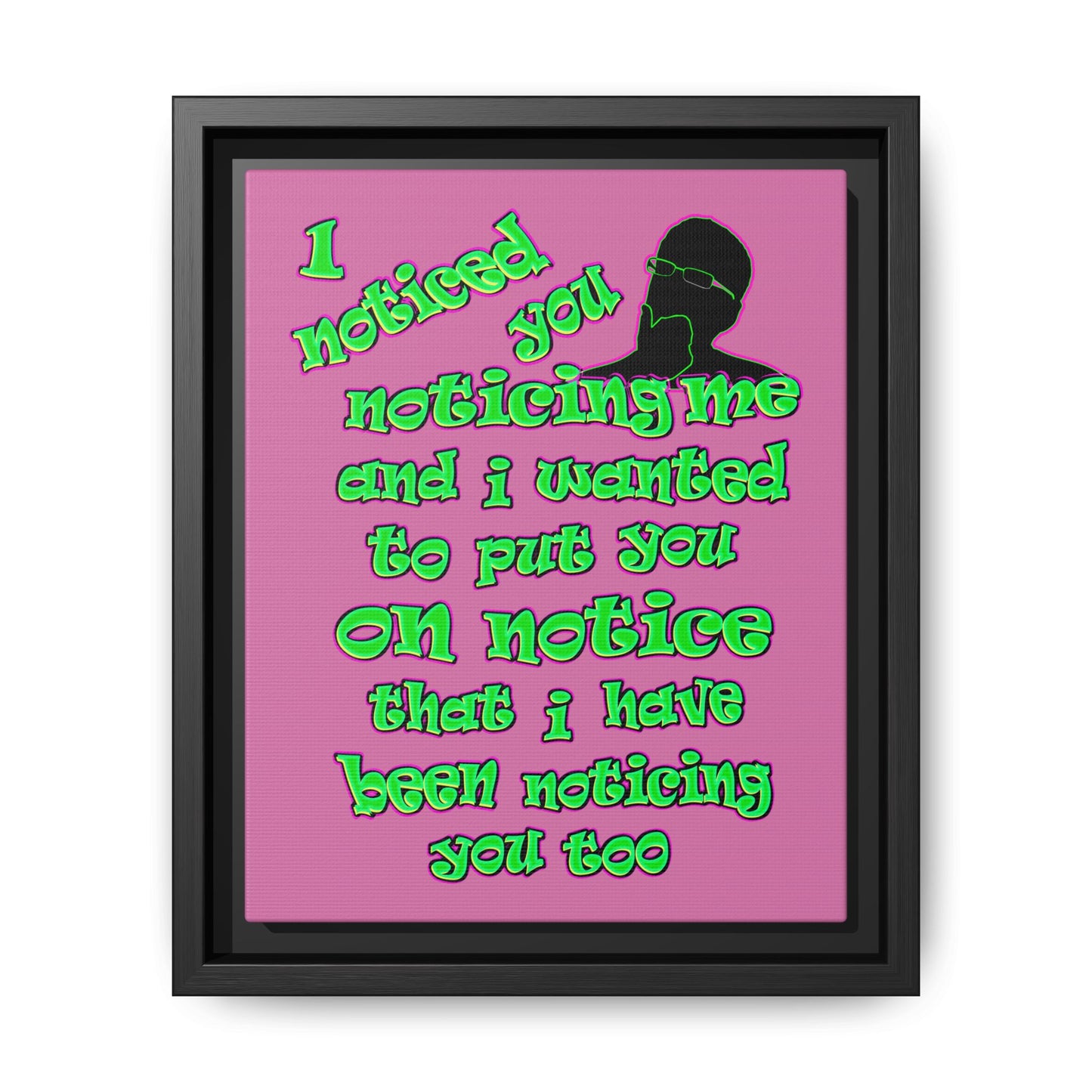 noticed you noticing - framed canvas art (light pink)