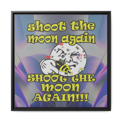 shoot the moon again - framed canvas art (grey-pink wave)