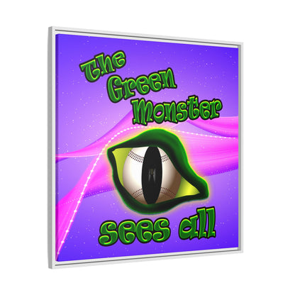green monster - framed canvas art (purple-pink wave)