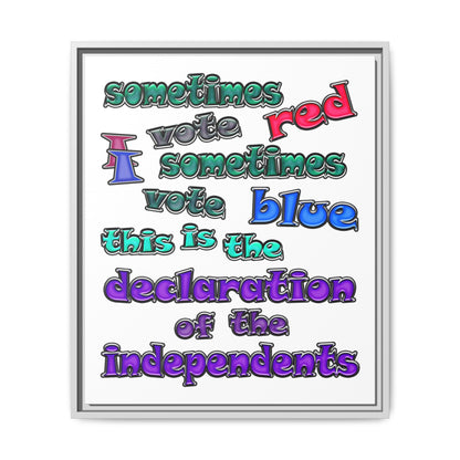 declaration of the independents - framed canvas art (white)