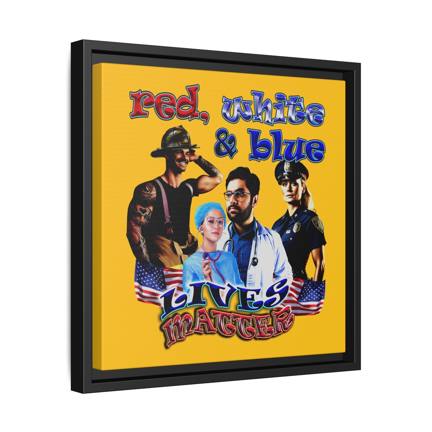 rw&b lives matter - framed canvas art (yellow)
