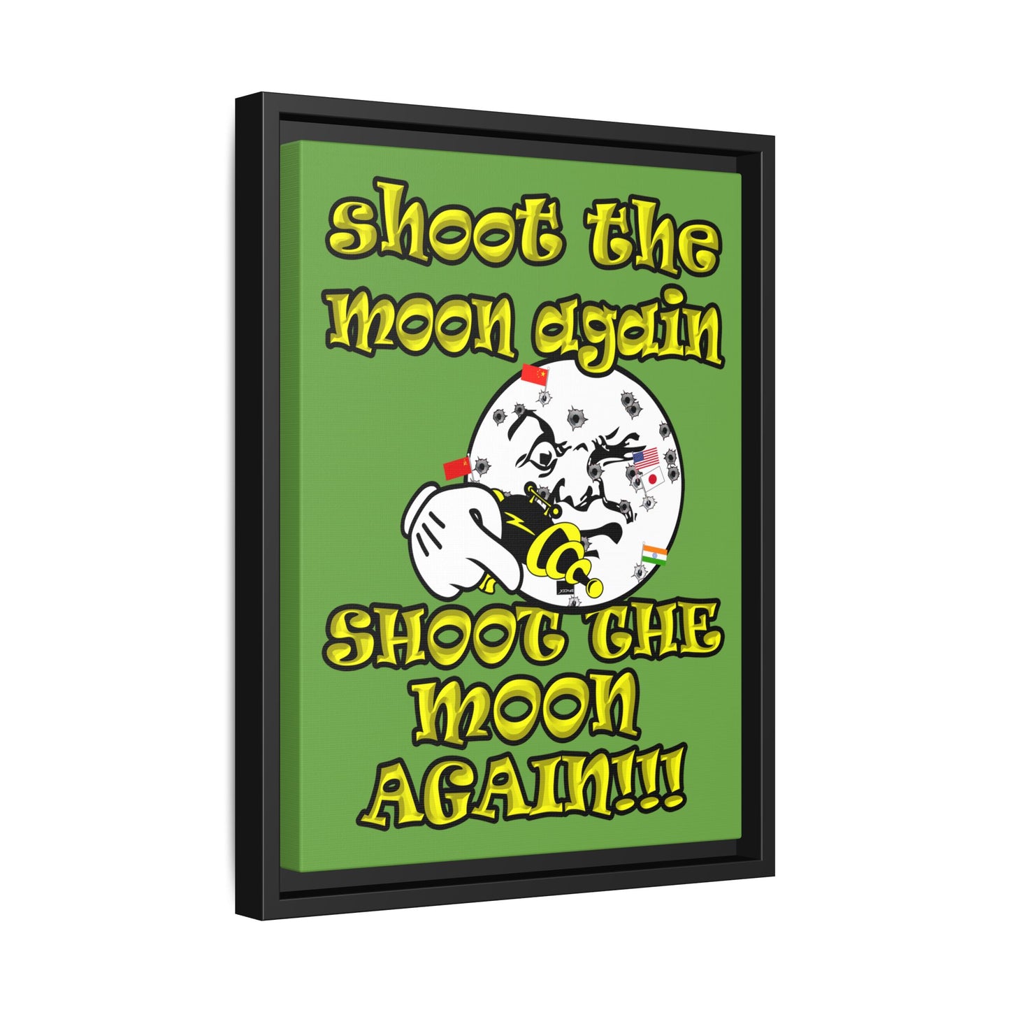 shoot the moon again - framed canvas art (green)