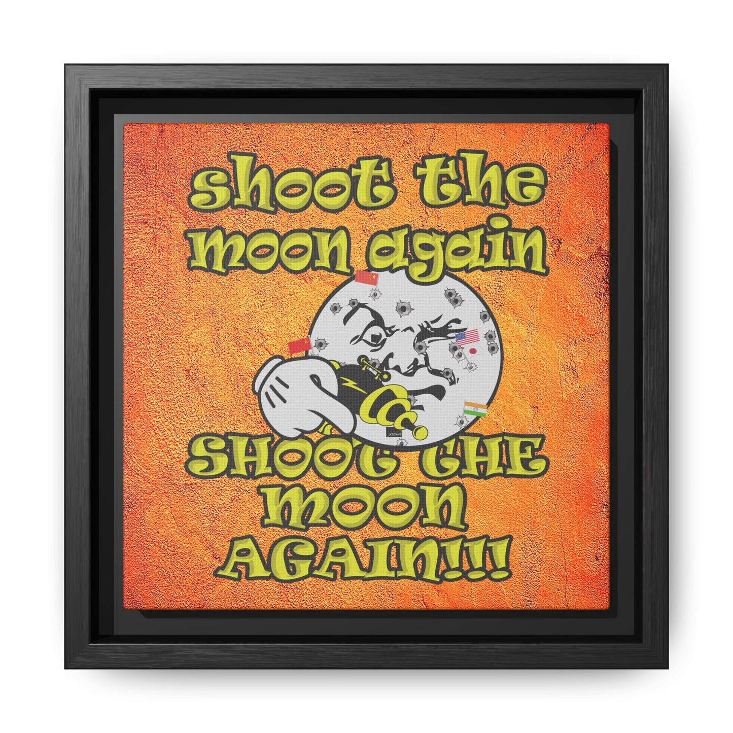 shoot the moon again - framed canvas art (burnt orange)