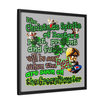 christmas spirits of boston - framed canvas art (light grey)