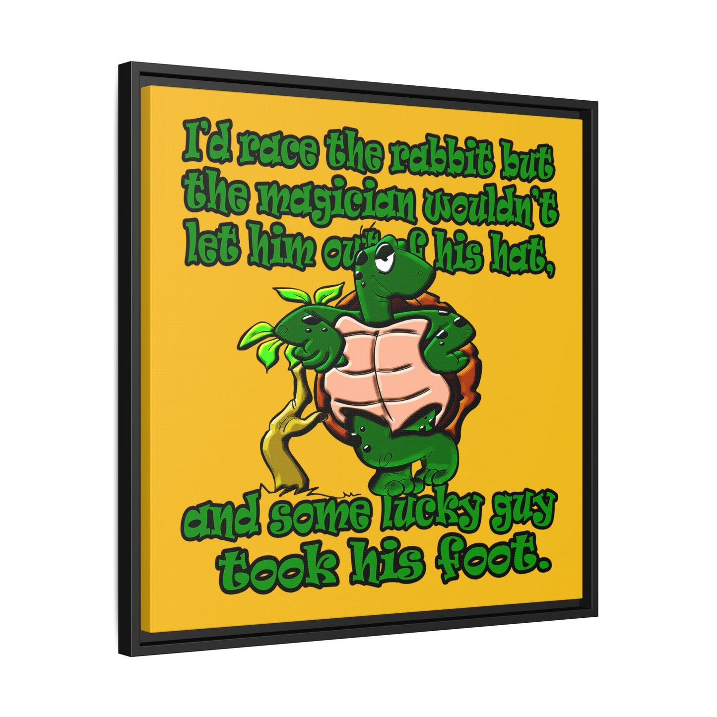 turtle race - framed canvas art (yellow)