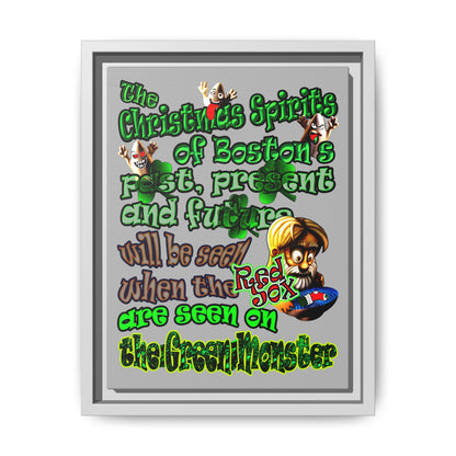 christmas spirits of boston - framed canvas art (light grey)