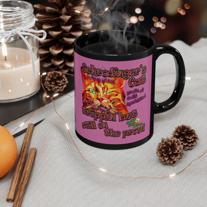 schrodinger's cat - Black Mug (light pink)
