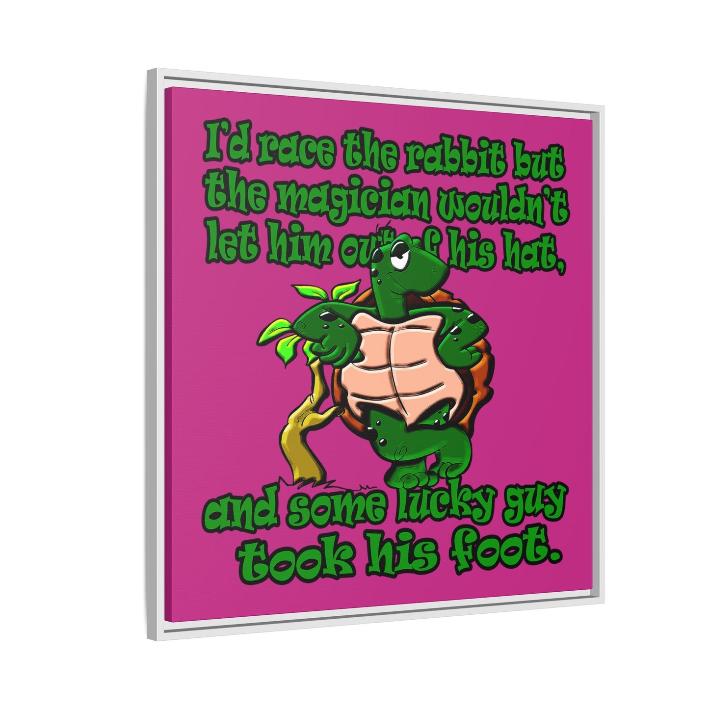 turtle race - framed canvas art (pink)