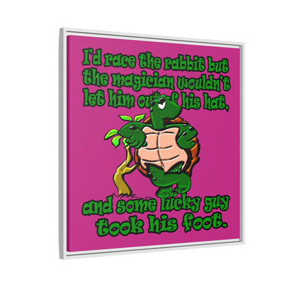 turtle race - framed canvas art (pink)