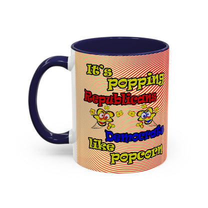 popping like popcorn - Accent Mug (yellow-orange wave)