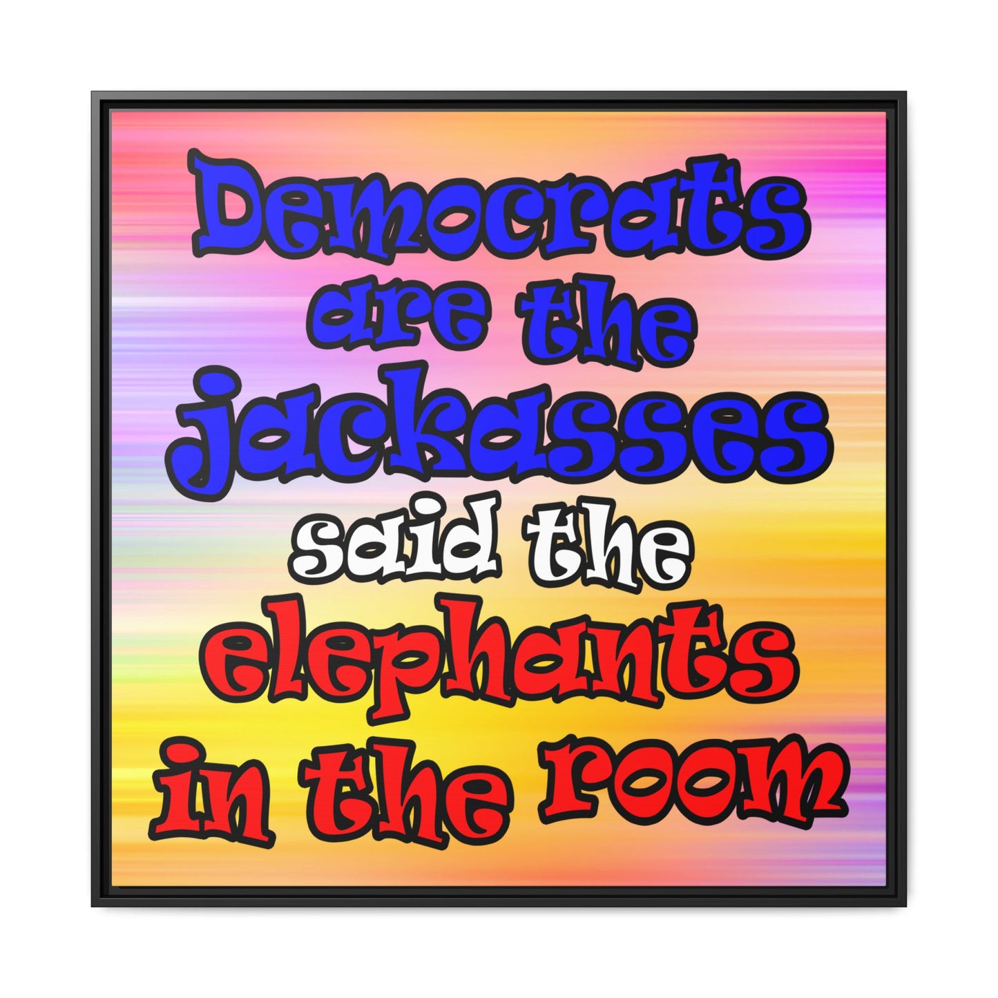 donkeys and elephants - framed canvas art (color blur)