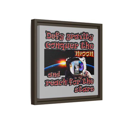 defy conquer reach - framed canvas art (light grey)