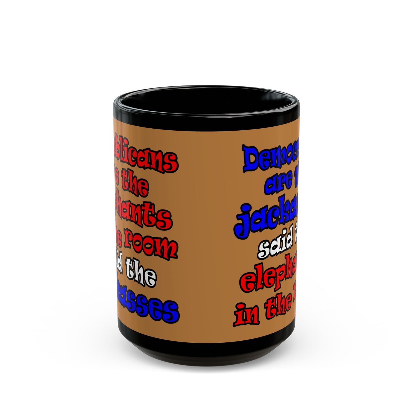 donkeys and elephants - Black Mug (light brown)