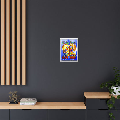 love peace - framed canvas art (blue-white wave)