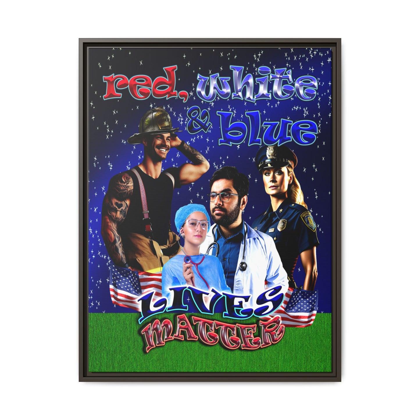 rw&b lives matter - framed canvas art ('snoops' background)