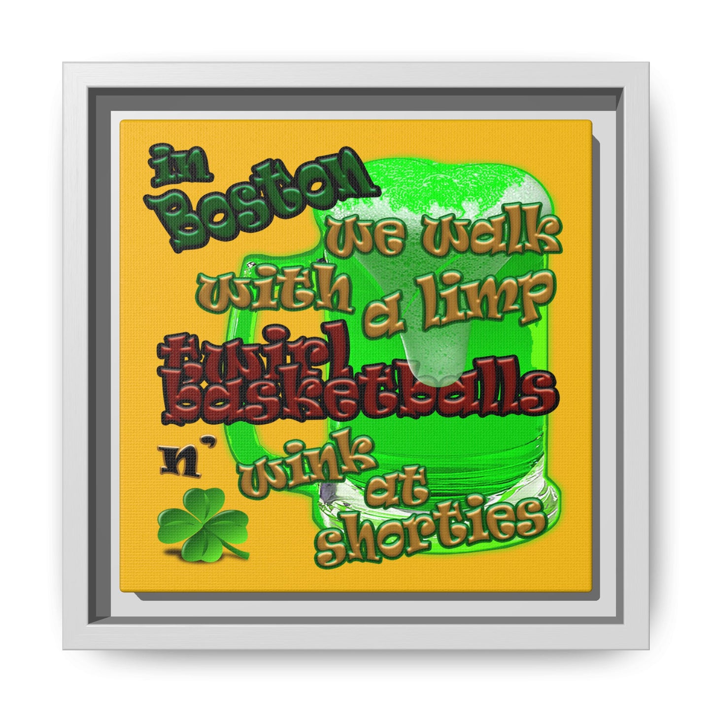 celtics logo - framed canvas art (yellow)