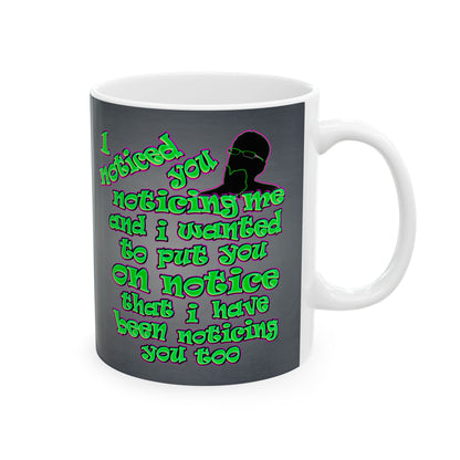 noticed you noticing - White Mug (grey-light grey)