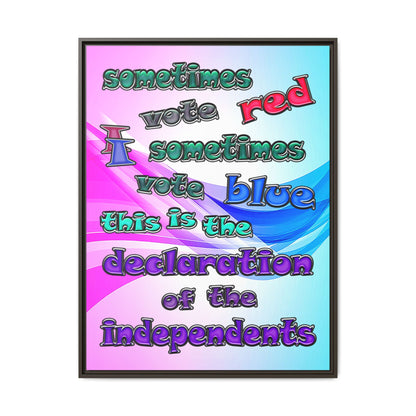 declaration of the independents - framed canvas art (light blue-pink wave)