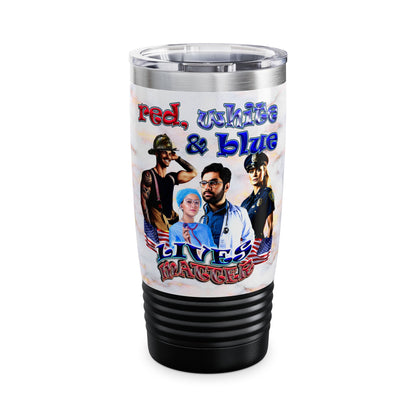 rw&b lives matter - Ringneck Tumbler, 20oz (white marble)
