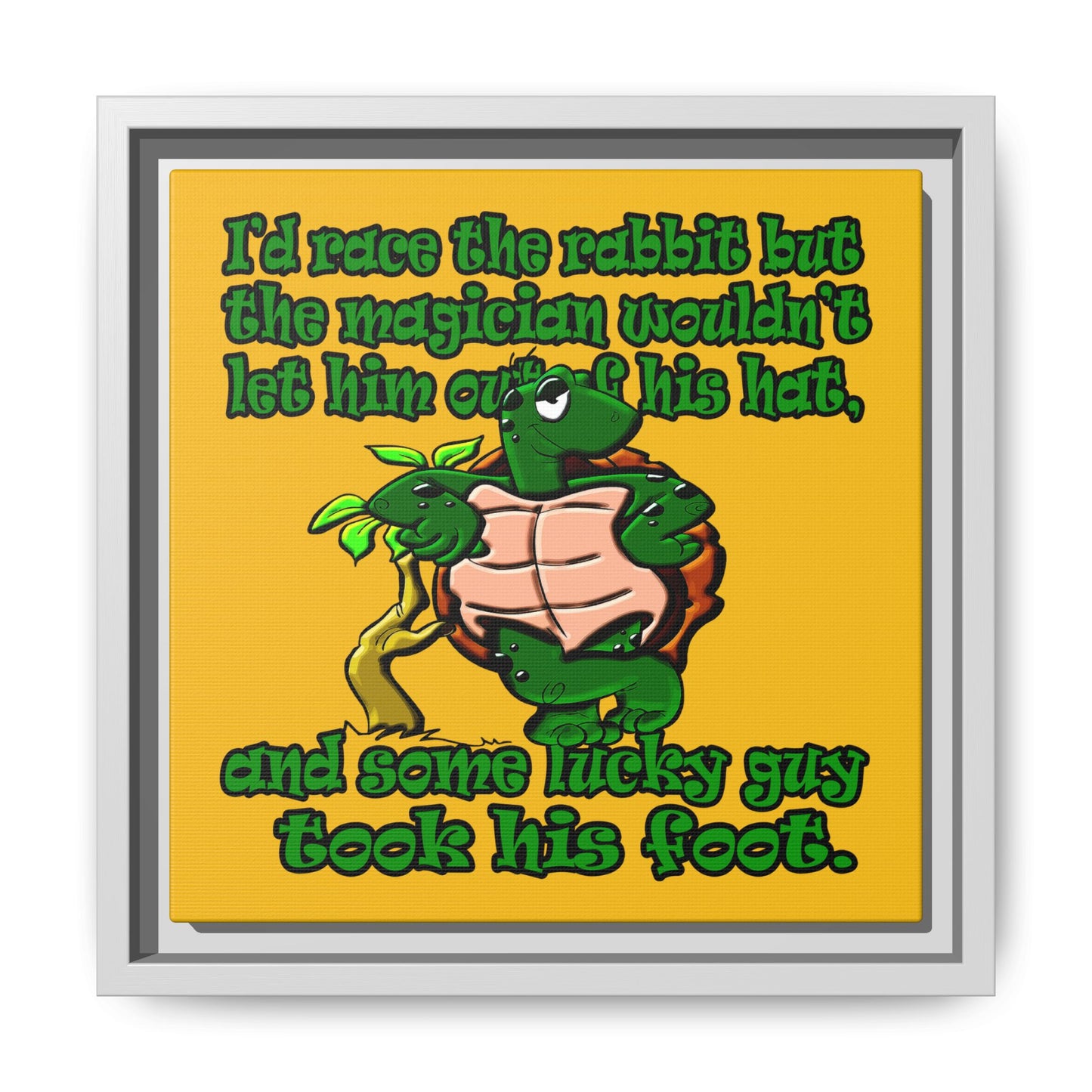 turtle race - framed canvas art (yellow)